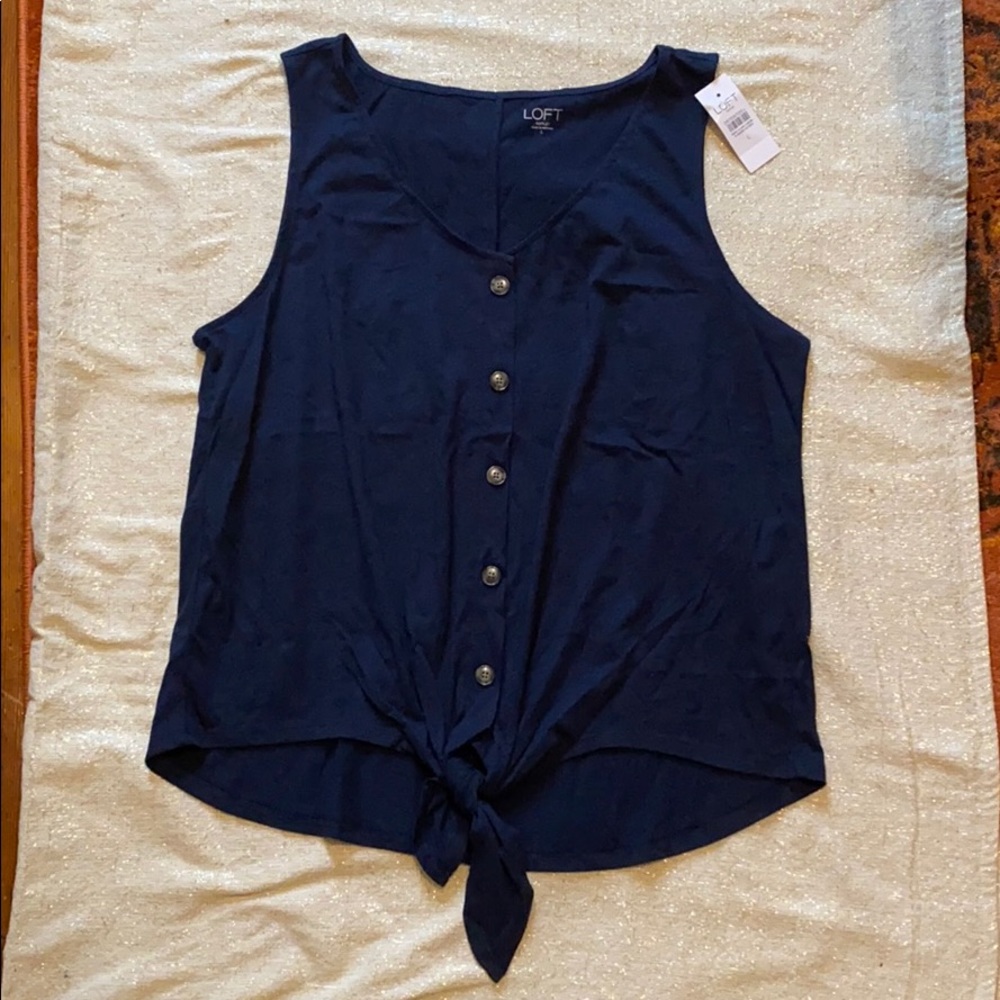 Loft Button Tie Hem Tank